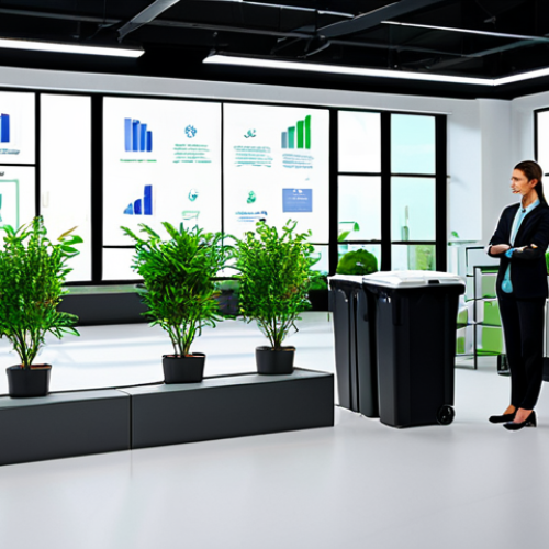 Sustainable Business Practice**

"A modern office scene, showcasing employees collaborating on eco-friendly initiatives. Focus on recycling stations, energy-efficient lighting, and green plants. The employees are fully clothed in professional attire. Include charts and graphs displaying positive environmental impact.  Perfect anatomy, natural pose, safe for work, appropriate content, fully clothed, professional, high quality."

**