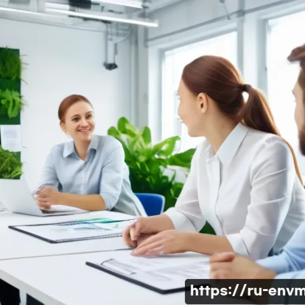 환경경영 관련 교육 및 훈련 - A diverse group of professional employees engaged in an interactive environmental simulation worksho...
