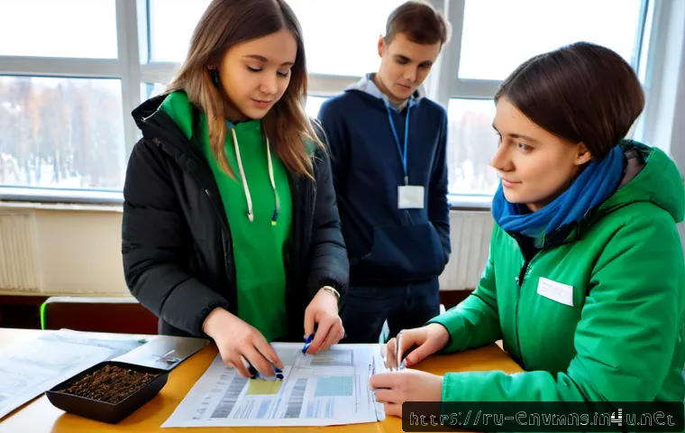 환경경영 중점 과목 - Photorealistic university environmental management class in a modern Russian campus laboratory, dive...