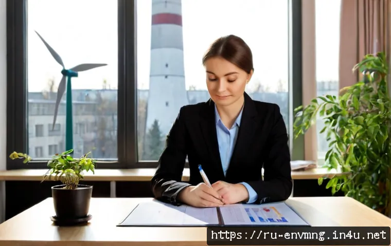 Home 26 환경경영 분야의 필수 자격증 - Photorealistic environmental management certification concept, a Russian sustainability professional...